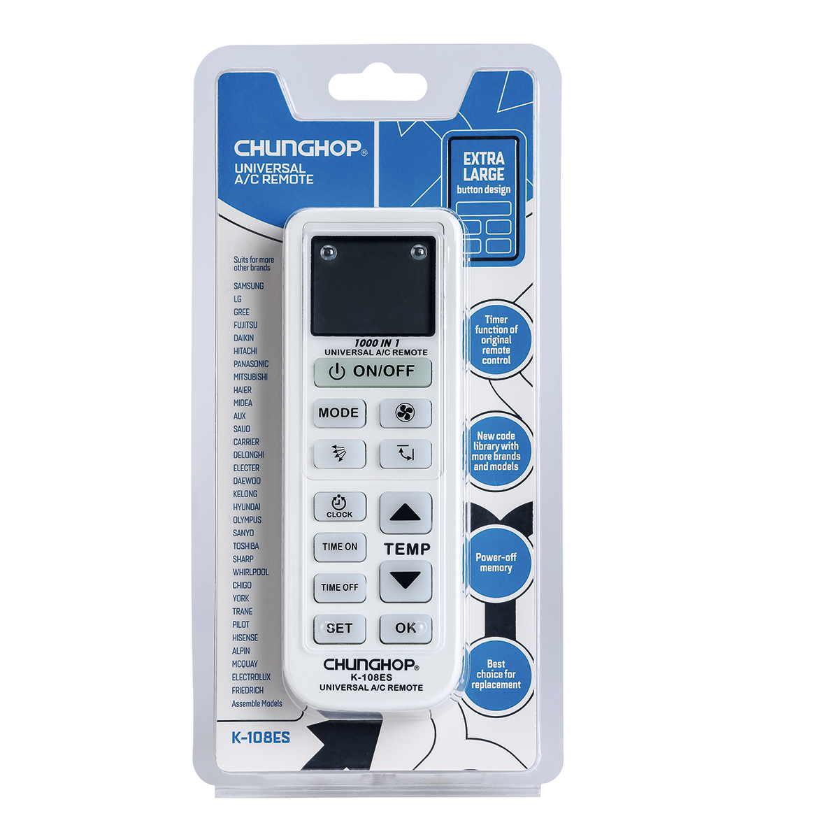 K-108ES universal AC remote control