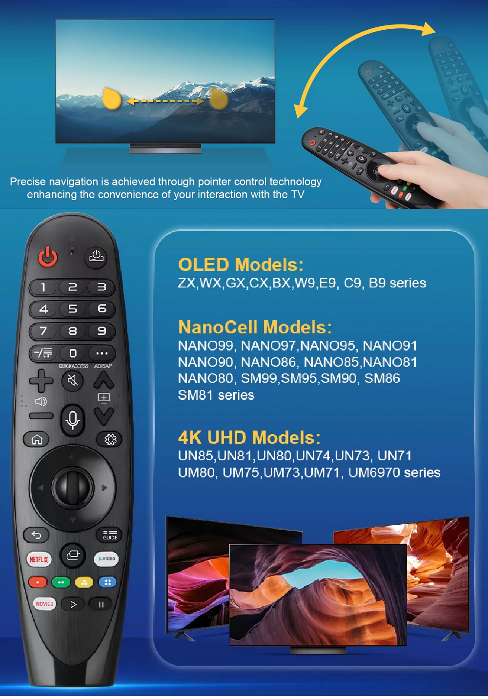 LG MR20 Magic Remote Control replacement for LG Smart TVs