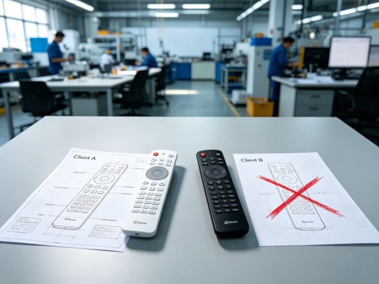 Custom remote control manufacturer protecting client design from competitor copy